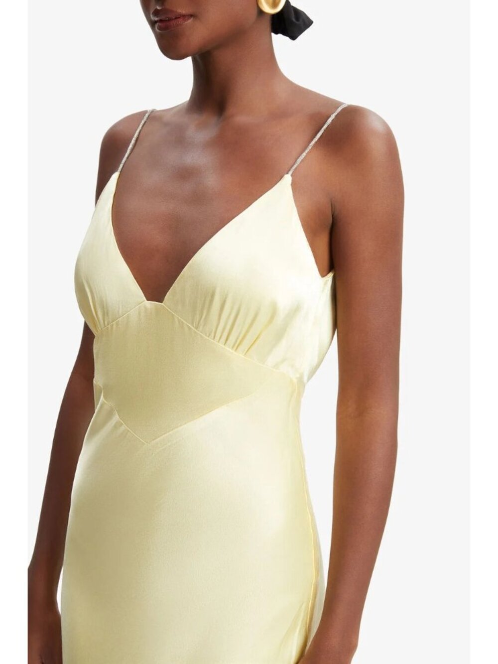 NWT Bardot Capri Diamonte Slip Dress Canary Yellow Satin Maxi Size 6 - Picture 9 of 13